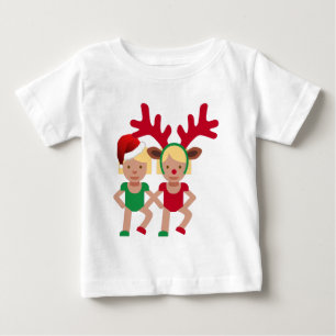 Camiseta De Bebé emoji de gemelos navidades santa