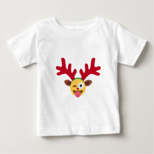 Camiseta De Bebé emoji de guiño al reno de Navidad