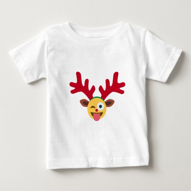 Camiseta De Bebé emoji de guiño al reno de Navidad (Anverso)