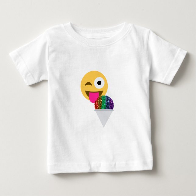 Camiseta De Bebé emoji de guiño purpurina (Anverso)