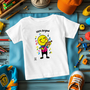Camiseta De Bebé Emoji de Violinista Elegante – Divertido y Colorid