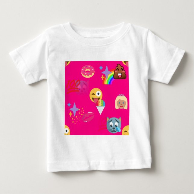 Camiseta De Bebé emoji rosa caliente (Anverso)