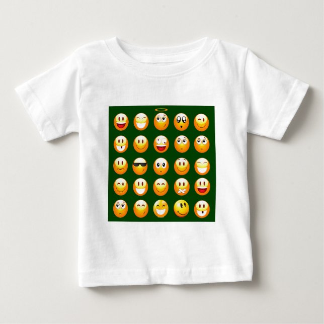 Camiseta De Bebé emoji verde oscuro (Anverso)