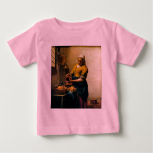 Camiseta De Bebé Empleada de criada de Vermeer que vierte leche (al