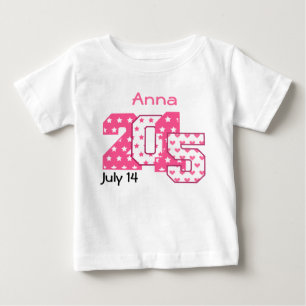 Camiseta De Bebé En 2015 números grandes llevados rosados y V03