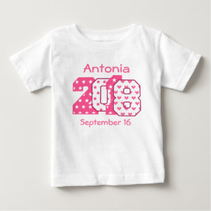 Camiseta De Bebé En 2018 números grandes llevados rosados y V06