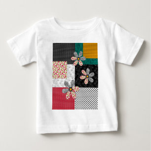 Camiseta De Bebé En colores multicolores estampado rústico de patch