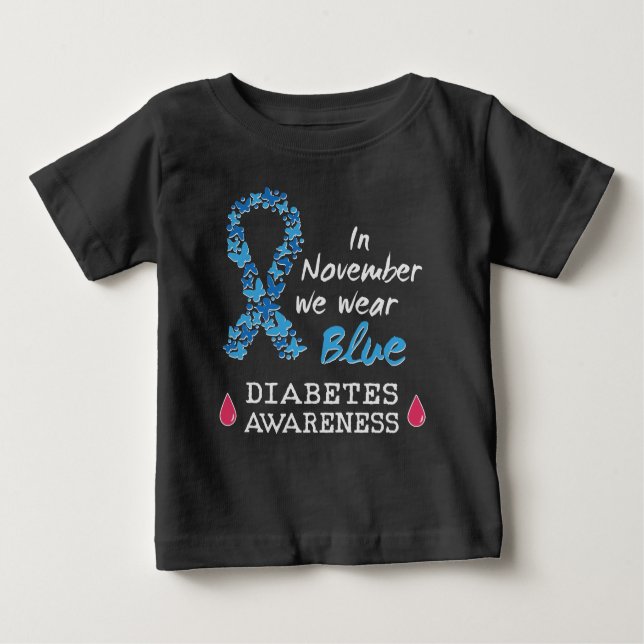 Camiseta De Bebé En noviembre usamos azul, conciencia sobre la diab (Anverso)