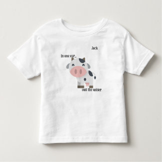 Camiseta De Bebé "En un oído..." Personalizable Cow Pun