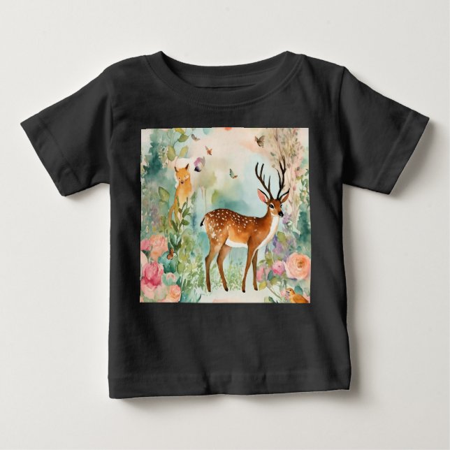 Camiseta De Bebé "Encantador arte zoológico de animales silvestres (Anverso)