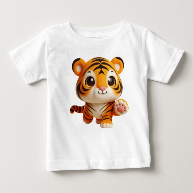 Camiseta De Bebé Encantador tigre bebé en una pose lúdica (Anverso)