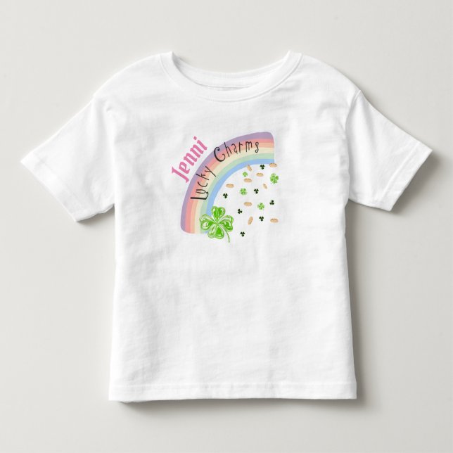 Camiseta De Bebé Encanto afortunado personalizado de Rainbow Tee (Anverso)