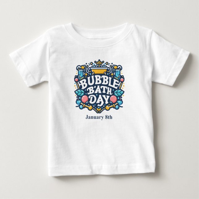 Camiseta De Bebé Ene 8 - Día del Baño de Burbujas (Anverso)