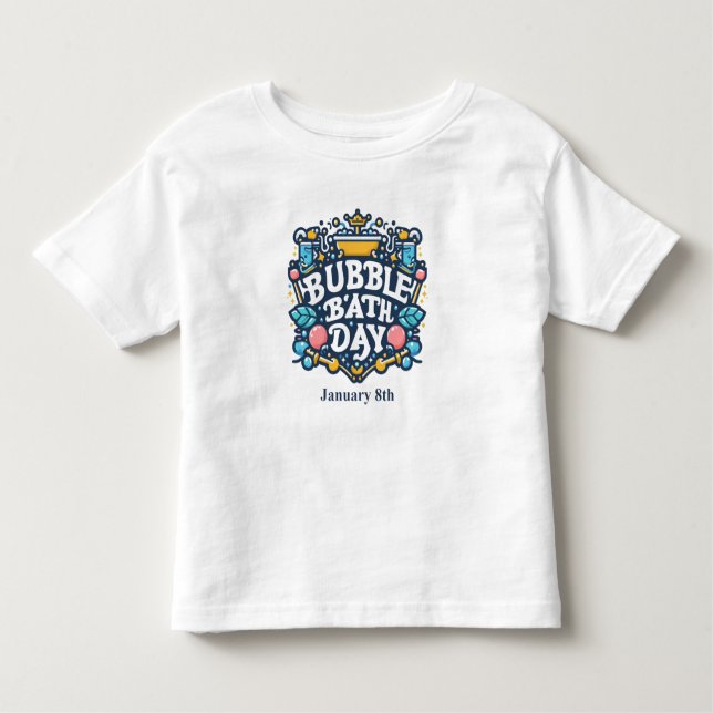 Camiseta De Bebé Ene 8 - Día del Baño de Burbujas (Anverso)