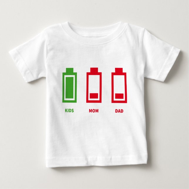 Camiseta De Bebé Energía divertida del papá de la mamá de los niños (Anverso)