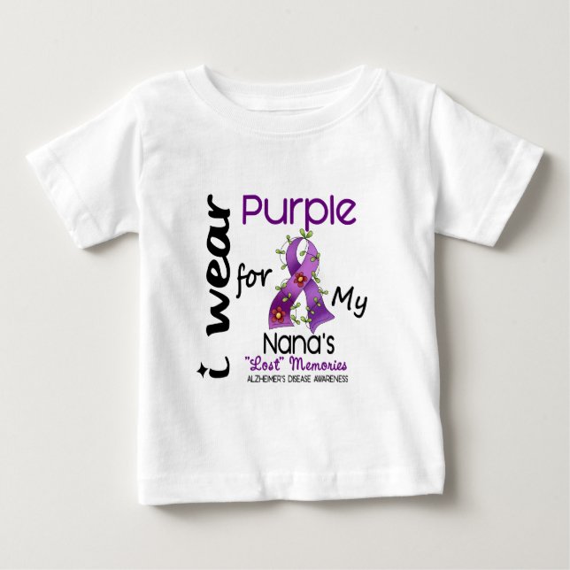 Camiseta De Bebé Enfermedad de Alzheimers llevo la púrpura para mi (Anverso)