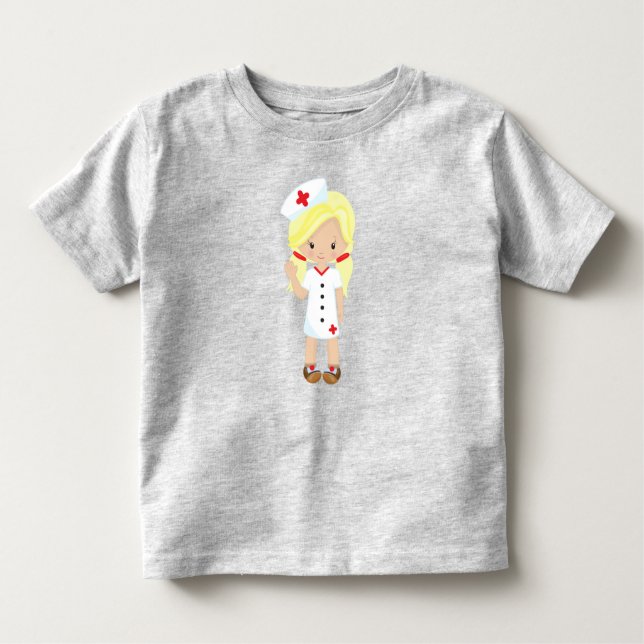 Camiseta De Bebé Enfermera, Medicina, Doctor, Chica Guapa, Cabello  (Anverso)