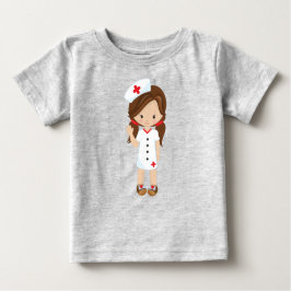Camiseta De Bebé Enfermera, Medicina, Médica, Chica Cute, Pelo Marr