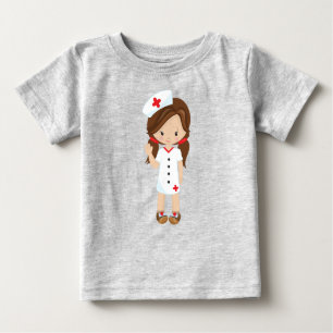 Camiseta De Bebé Enfermera, Medicina, Médica, Chica Cute, Pelo Marr