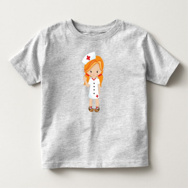 Camiseta De Bebé Enfermero, Medicina, Médica, Chica Cuto, Pelo Nara (Anverso)