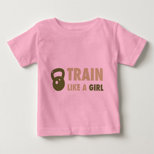 Camiseta De Bebé Entrenar Como Un Chica Con Kettlebell (Anverso)