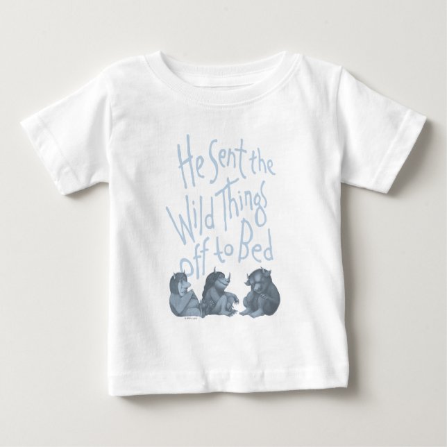 Camiseta De Bebé Envió las cosas salvajes a la cama - azul (Anverso)