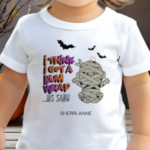 Camiseta De Bebé Envoltura de culo de Halloween Mummy Baby Naranja 
