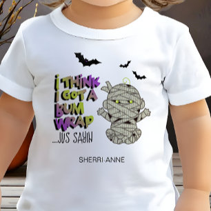 Camiseta De Bebé Envoltura de momia para bebé verde Halloween Bum I