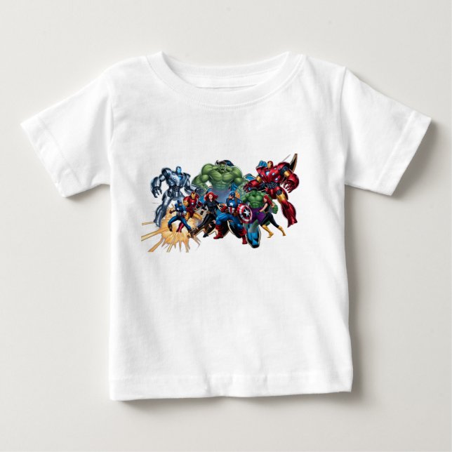 Camiseta De Bebé Epic Showdown: Avengadores vs. soldados enemigos (Anverso)