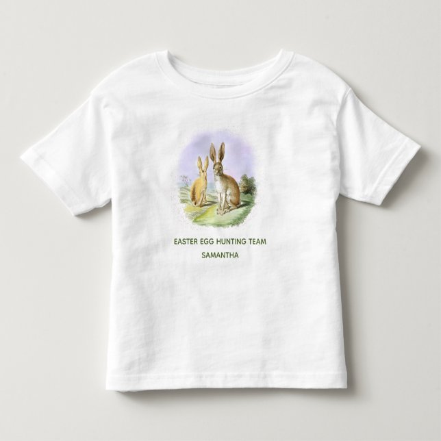 Camiseta De Bebé Equipo de caza personalizada de huevos de Pascua B (Anverso)