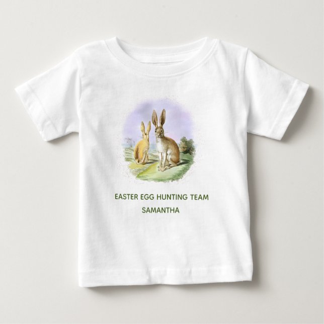 Camiseta De Bebé Equipo de caza personalizada de huevos de Pascua B (Anverso)