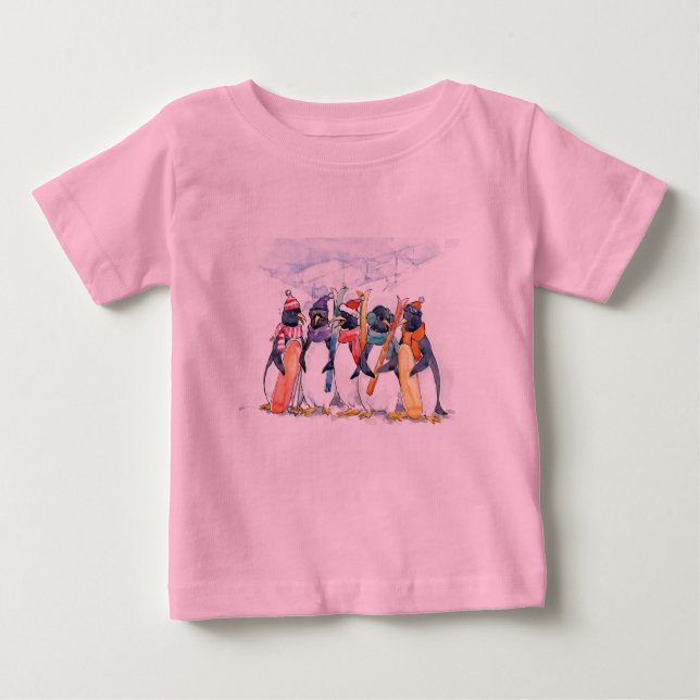 Camiseta De Bebé Equipo de esquí de Penguin (Anverso)