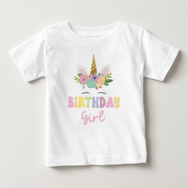 Camiseta De Bebé Equipo de Fiesta de Chica de cumpleaños con arcoir (Anverso)
