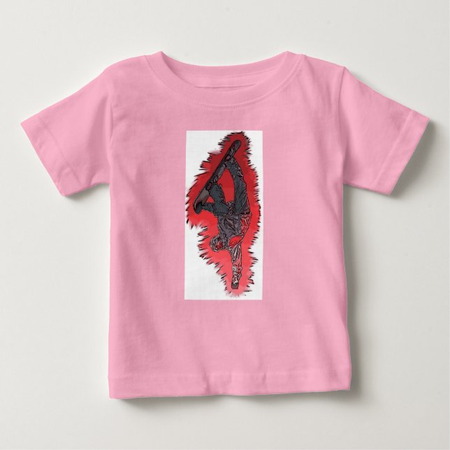 Camiseta De Bebé Equipo de snowboard de bebé de explosión roja (Anverso)