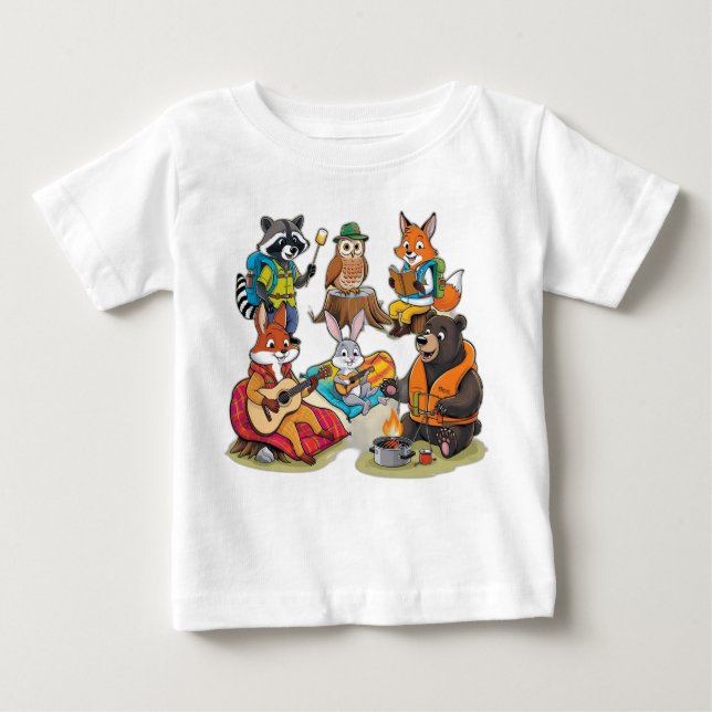 Camiseta De Bebé Equipo salvaje de camping: Aventura animal (Anverso)