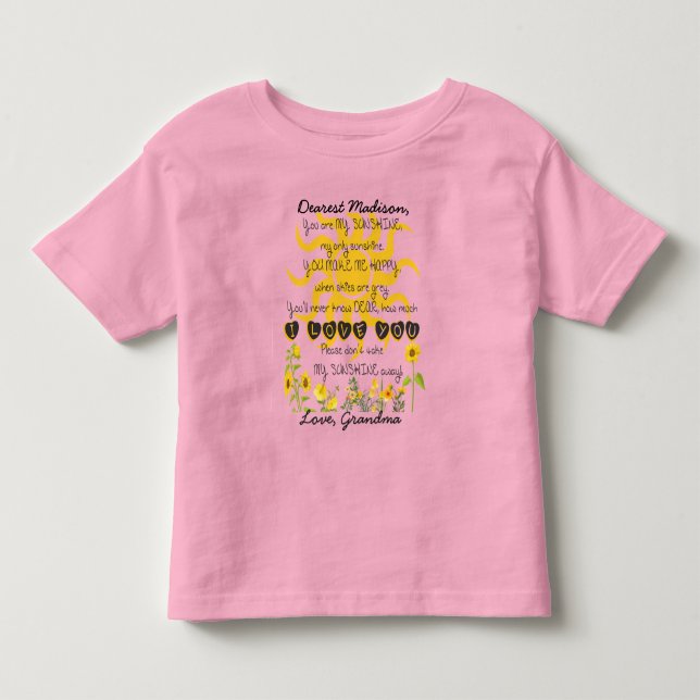 Camiseta De Bebé Eres Mi Nombre Para Añadir Sunshine (Anverso)