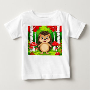 Camiseta De Bebé Erizo Adorable en un Bosque Brillante