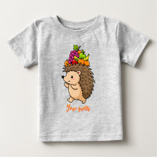 Camiseta De Bebé Erizo Adorable Llevando Frutas Frescas