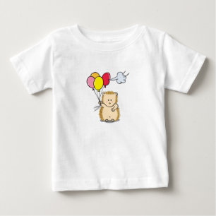 Camiseta De Bebé Erizo de dibujos animados lindo sosteniendo globos