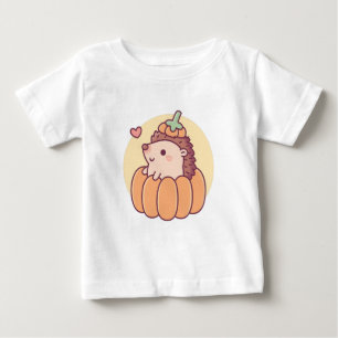 Camiseta De Bebé Erizo Pequeño y Lindo en Calabaza Halloween Otoño