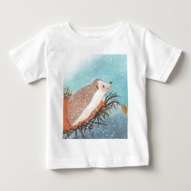 Camiseta De Bebé Erizo y primeros copos de nieve (Anverso)