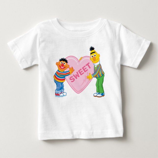 Camiseta De Bebé Ernie y Bert Corazón de San Valentín (Anverso)