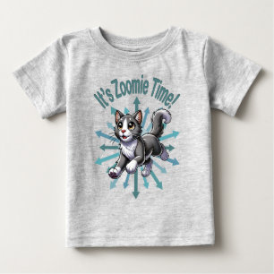 Camiseta De Bebé Es el gato Zoomie Time Gray Bicolor