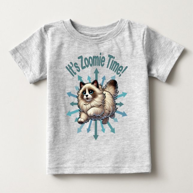 Camiseta De Bebé Es el gato Zoomie Time Ragdoll (Anverso)