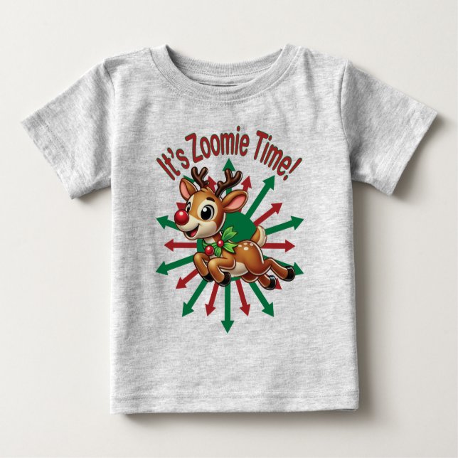 Camiseta De Bebé ¡Es hora de Zoomie! Navidades renos (Anverso)