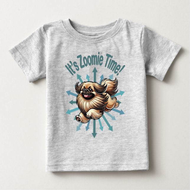 Camiseta De Bebé Es hora de Zoomie Pekingese (Anverso)