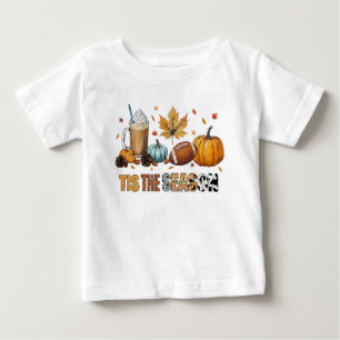 Camiseta De Bebé Es la temporada de otoño con Fútbol y Café