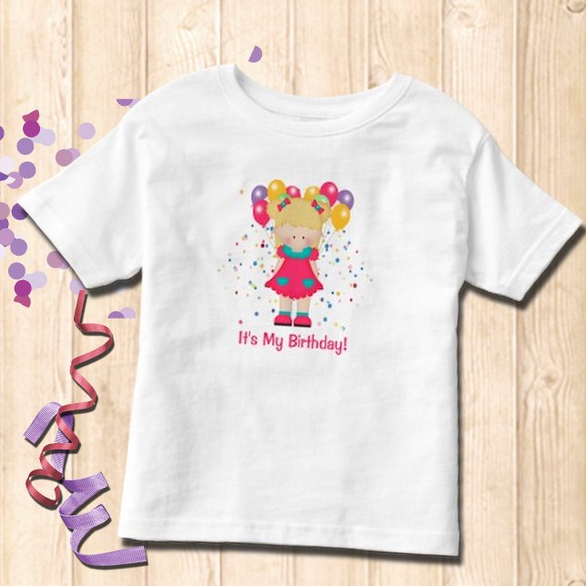 Camiseta De Bebé Es mi Chica lindo de cumpleaños con globos (Subido por el creador)