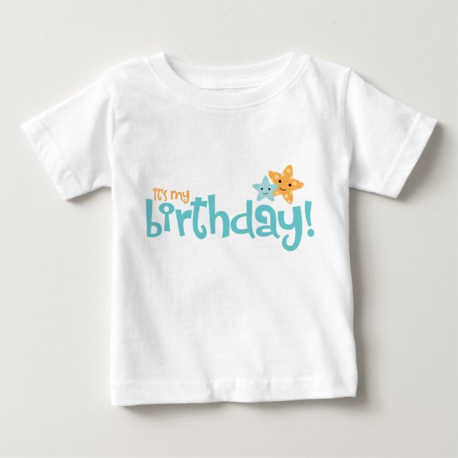 Camiseta De Bebé "Es mi cumpleaños" niños de Starfish (Anverso)