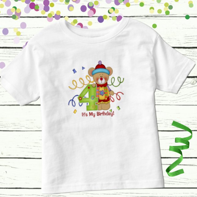 Camiseta De Bebé Es Mi Cumpleaños Osito Lindo Edad 4 (Subido por el creador)